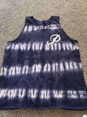 Primitive Navy and White Tie-Dye Tank Top